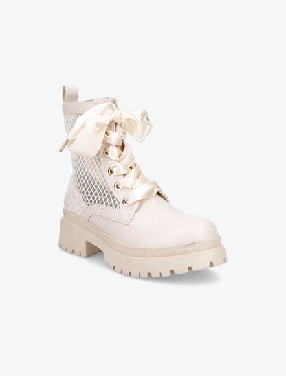 Rangers en simili à lacets ruban - Beige - 2