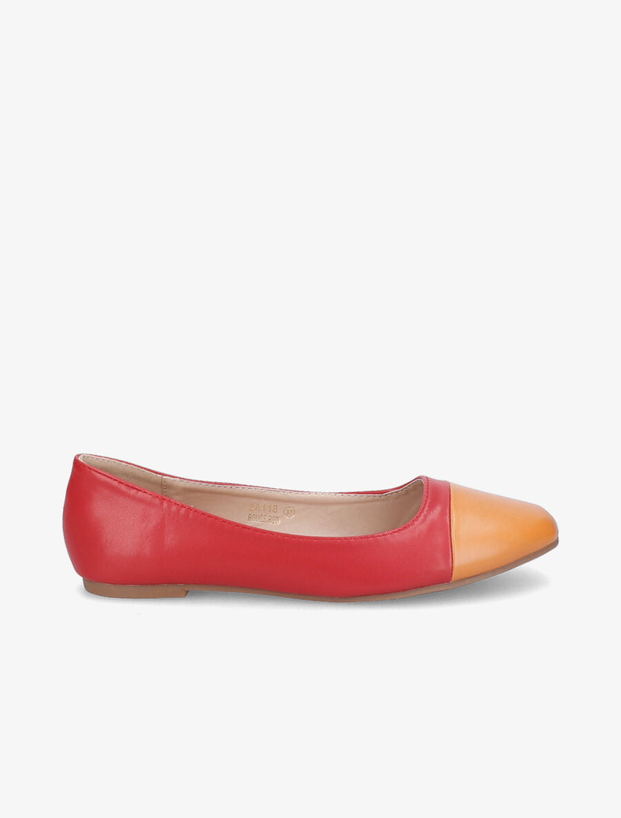 Ballerines à bout contrastant - Rouge/orange - 1