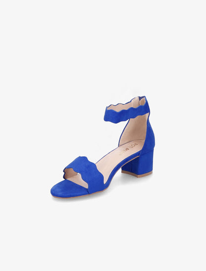 Sandales en suédine à bride et ganse ondulées - Bleu électrique - 4