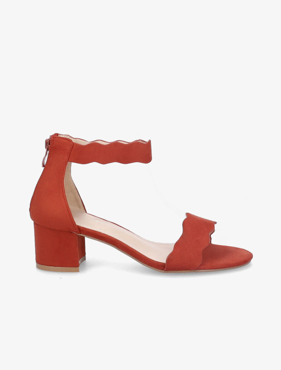 Sandales en suédine à bride et ganse ondulées - Rouge - 5