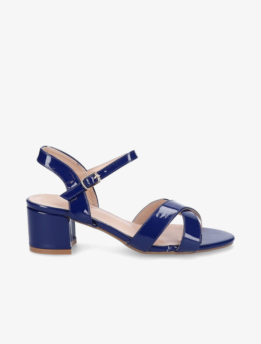 Sandales vernies à ganses croisées - Bleu - 6
