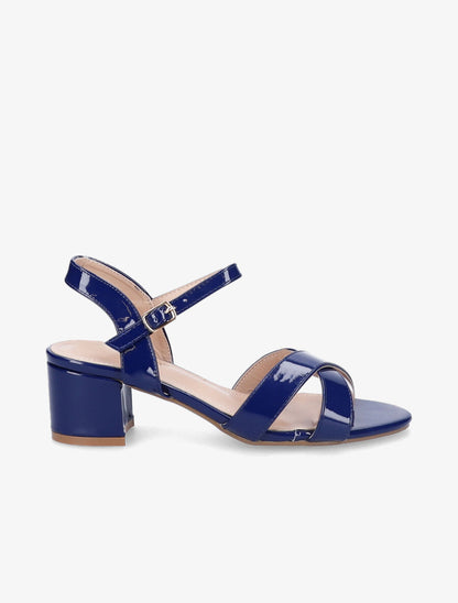 Sandales vernies à ganses croisées - Bleu - 6