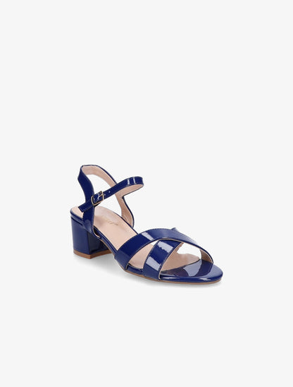 Sandales vernies à ganses croisées - Bleu - 2