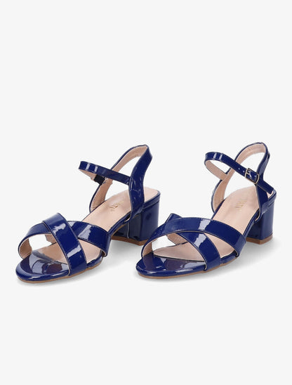 Sandales vernies à ganses croisées - Bleu - 5