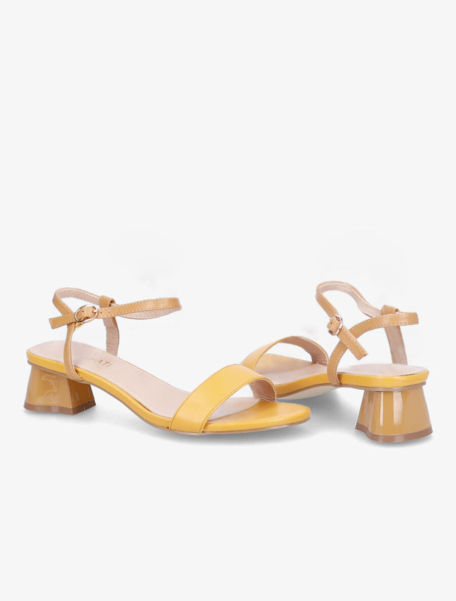 Sandales à bride et talons stylisés - Jaune - 4