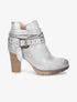 Bottines à talons et lanières cloutées - Gris clair/argent - 1