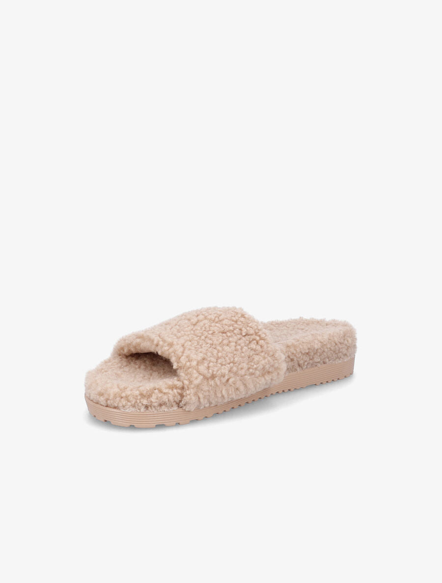 Claquettes effet laine bouclée - Taupe - 3