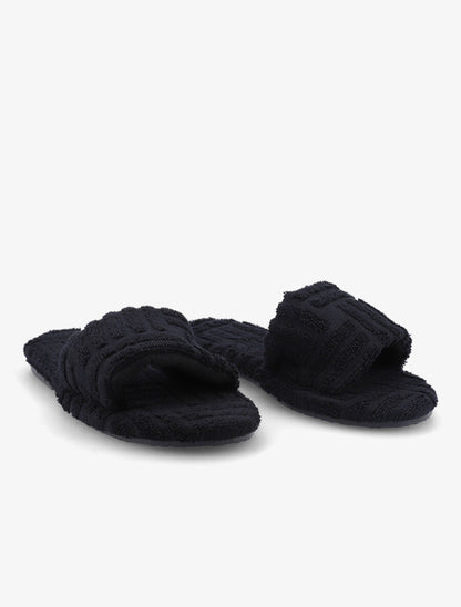 Claquettes en toile texturée - Noir - 4