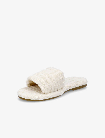 Claquettes en toile texturée - Beige - 3