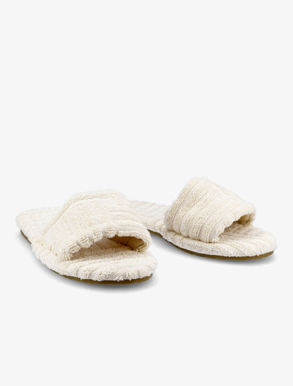 Claquettes en toile texturée - Beige - 4