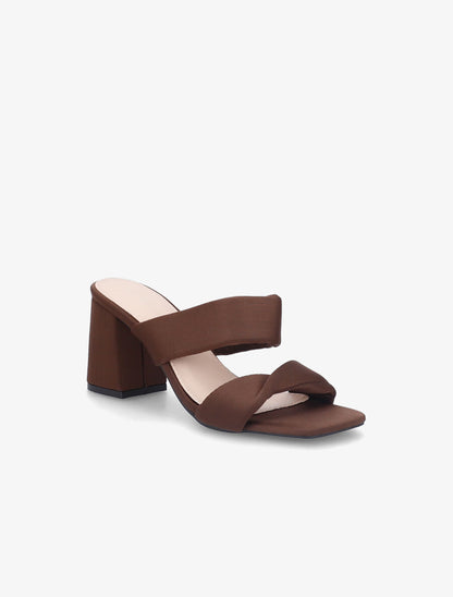 Mules en néoprène à ganses torsadées - Marron - 2