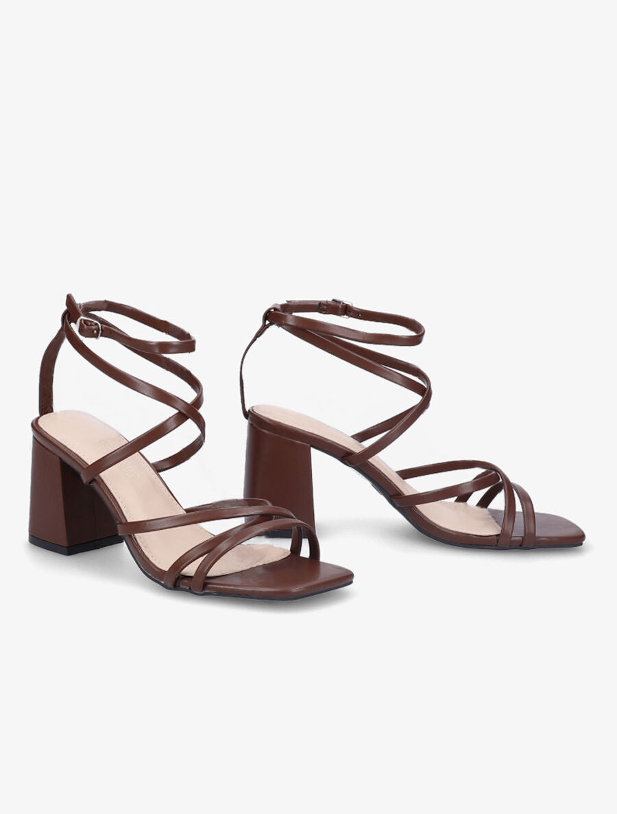 Sandales à brides et ganses fines - Marron - 4