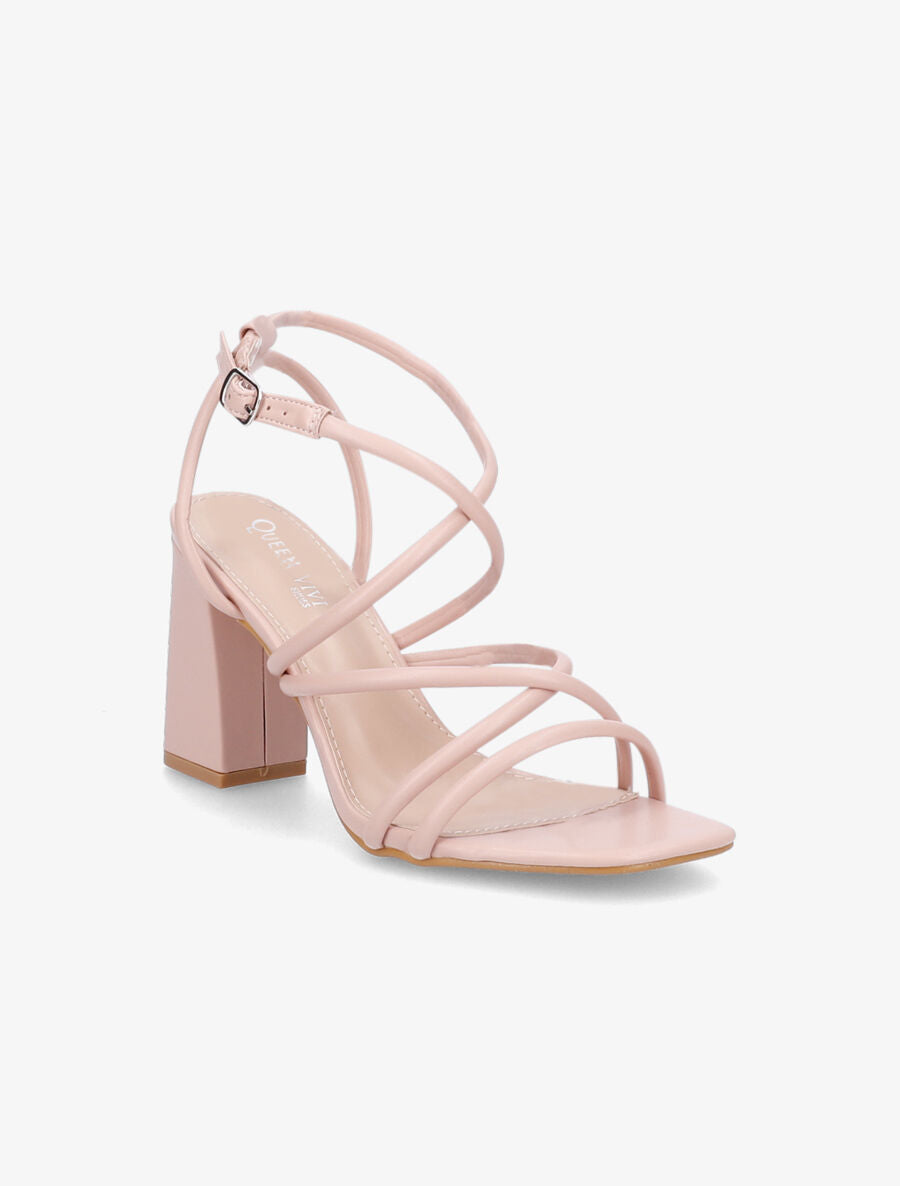 Sandales à ganses entrelacées et brides - Rose poudré - 2