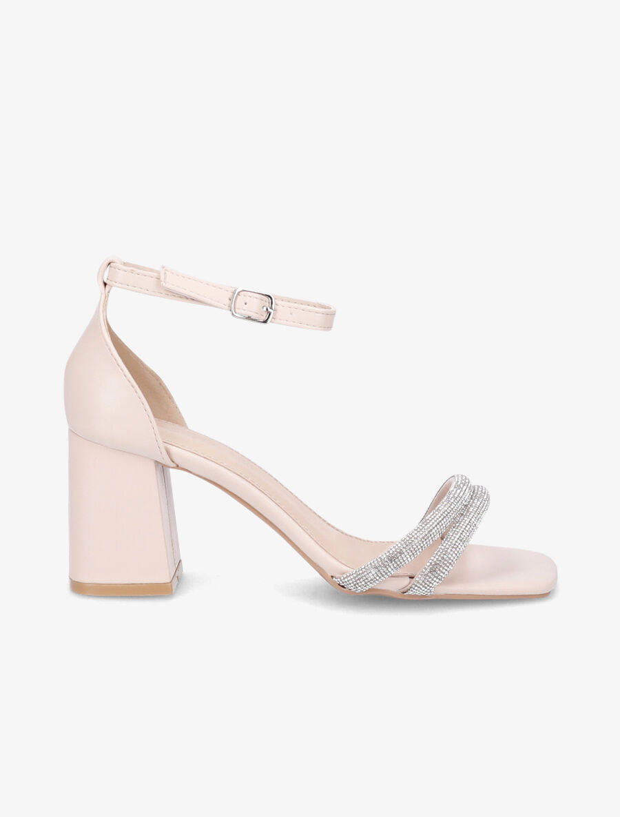Sandales à ganses à strass - Beige - 5
