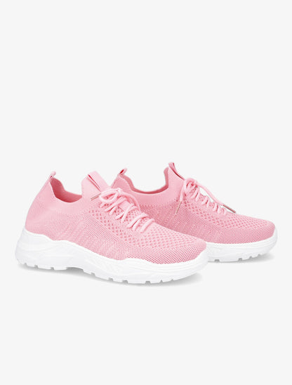 Sneakers à lacets en mesh - Rose bonbon - 4
