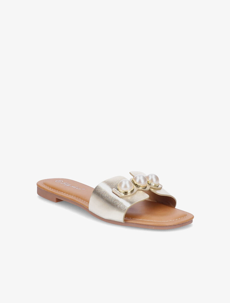 Mules stylisées à perles - Or - 2