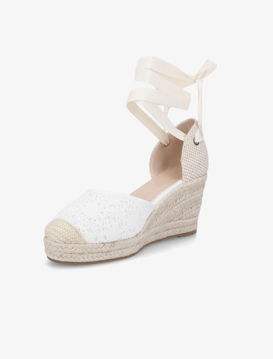 Sandales compensées en crochet à nouer - Blanc - 3