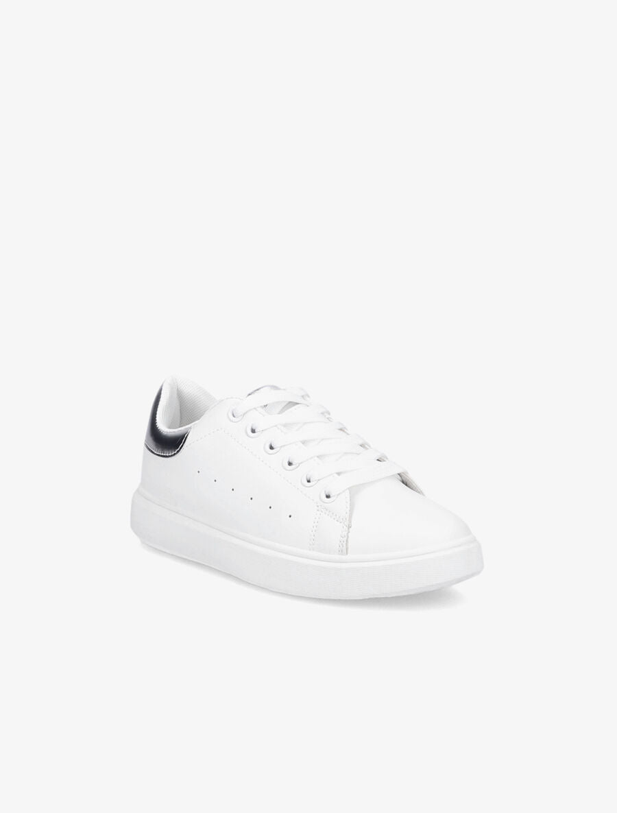 Sneakers à contrefort et languette en métallisé - Blanc/argent - 2