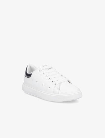 Sneakers à contrefort et languette en métallisé - Blanc/argent - 2