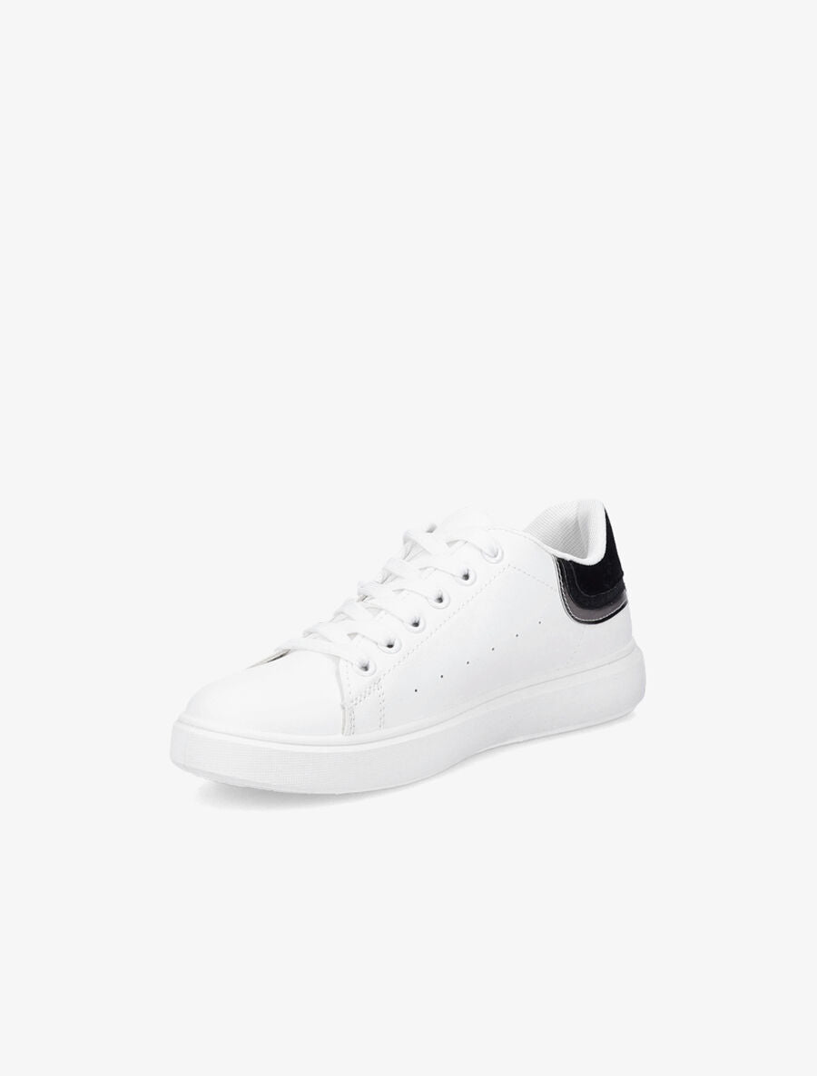 Sneakers à contrefort pailleté et suédine - Blanc/noir - 4