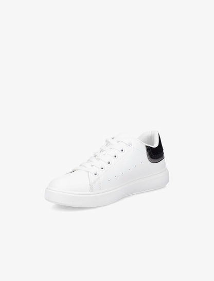 Sneakers à contrefort pailleté et suédine - Blanc/noir - 4