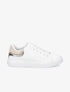 Sneakers à contrefort pailleté et suédine - Blanc/beige - 5