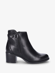 Bottines à zip décoratif et lanière - Noir - 1