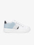 Sneakers bimatière et à bande irisée - Blanc/bleu layette - 1