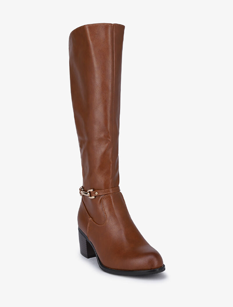 Bottes élastiquées à détail métallique - Camel - 3