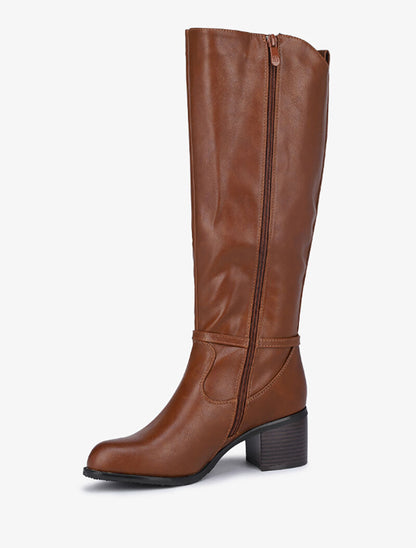 Bottes élastiquées à détail métallique - Camel - 4