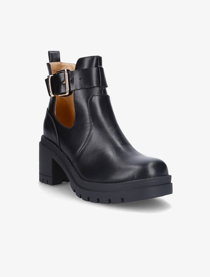 Bottines ajourées à talon épais - Noir - 2