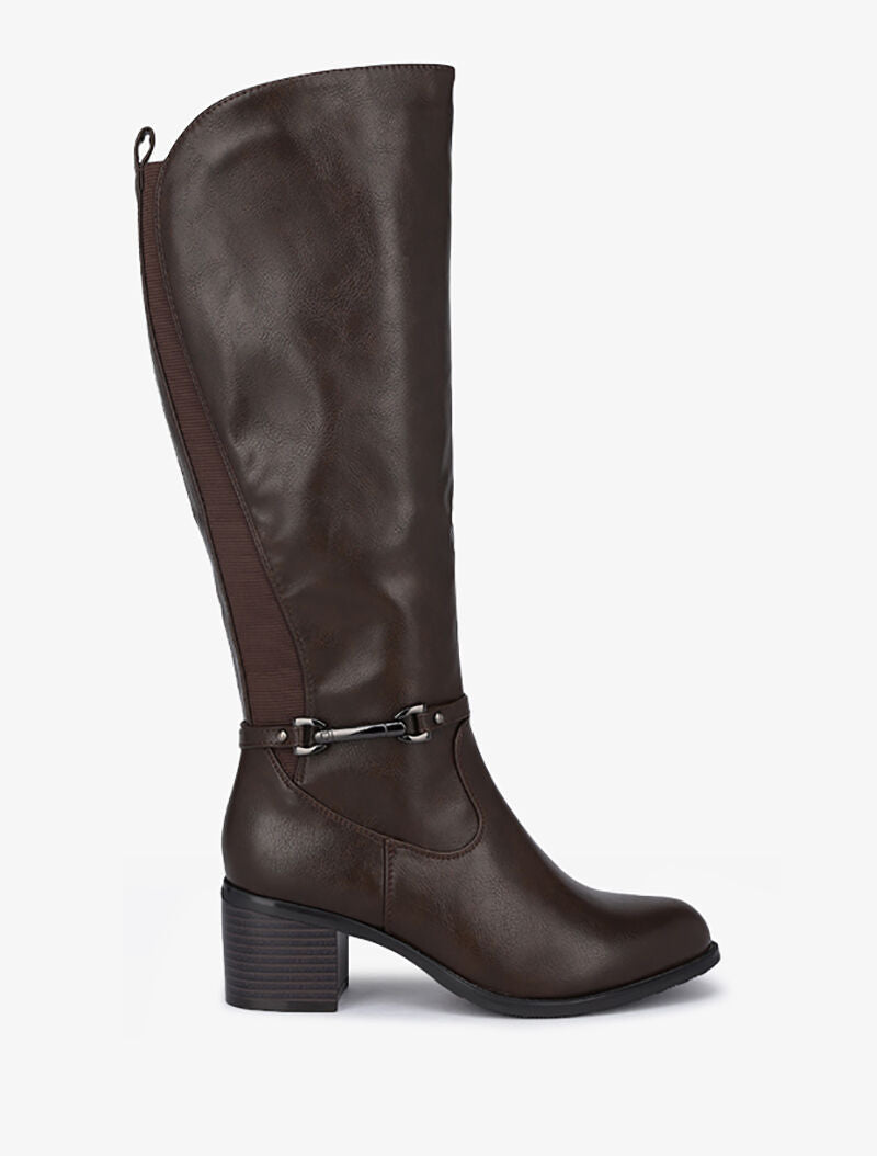 Bottes élastiquées à détail métallique - Marron - 2