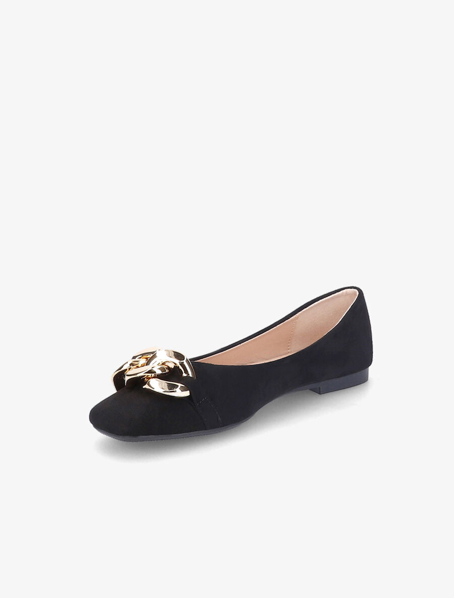 Ballerines à maillons et bouts carrés - Noir - 3