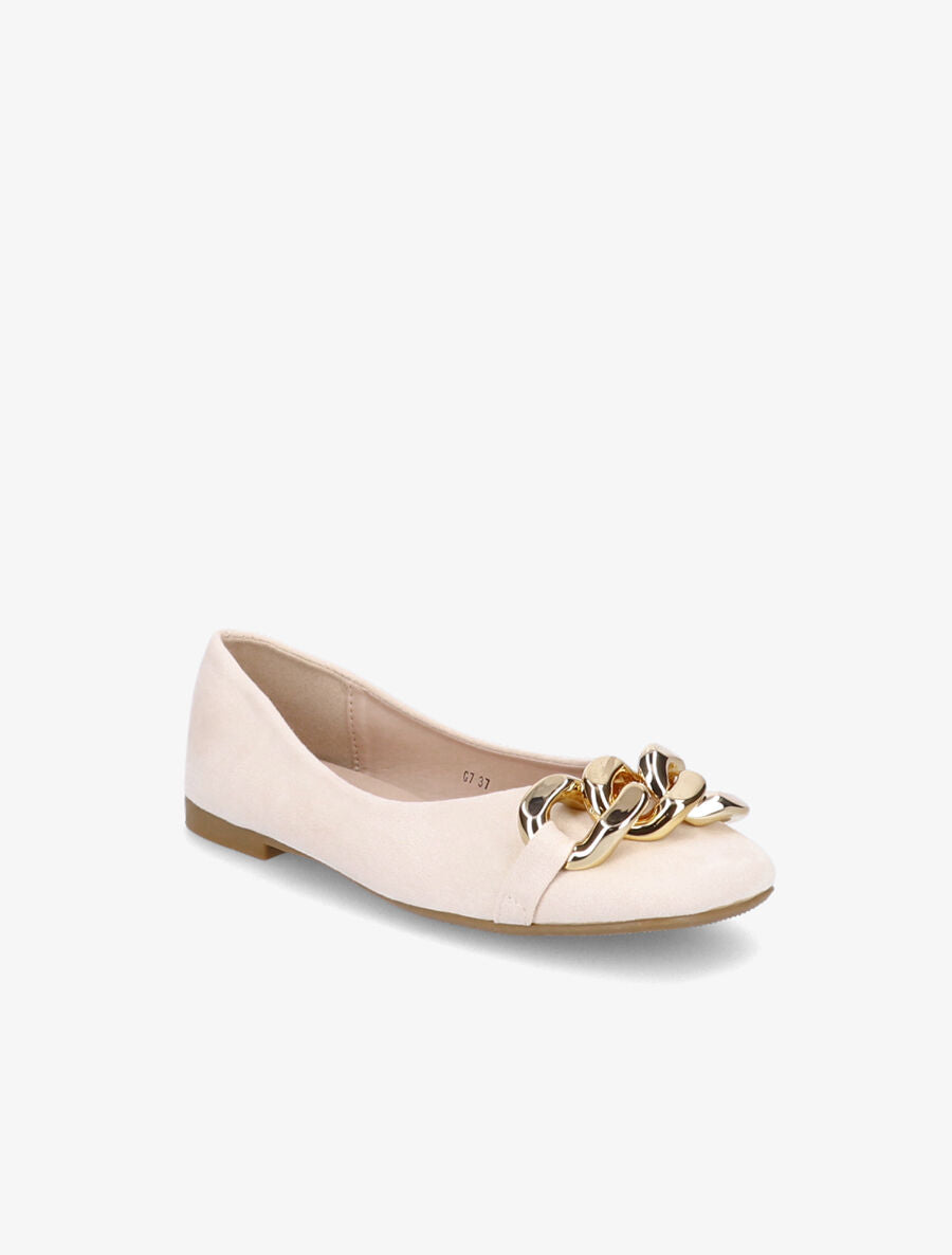 Ballerines à maillons et bouts carrés - Beige clair - 2