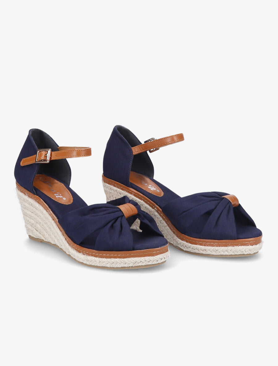 Sandales compensées à détail noeud - Marine - 4