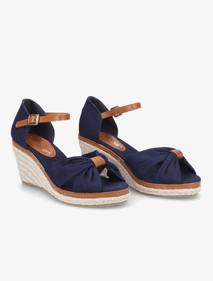 Sandales compensées à détail noeud - Marine - 4