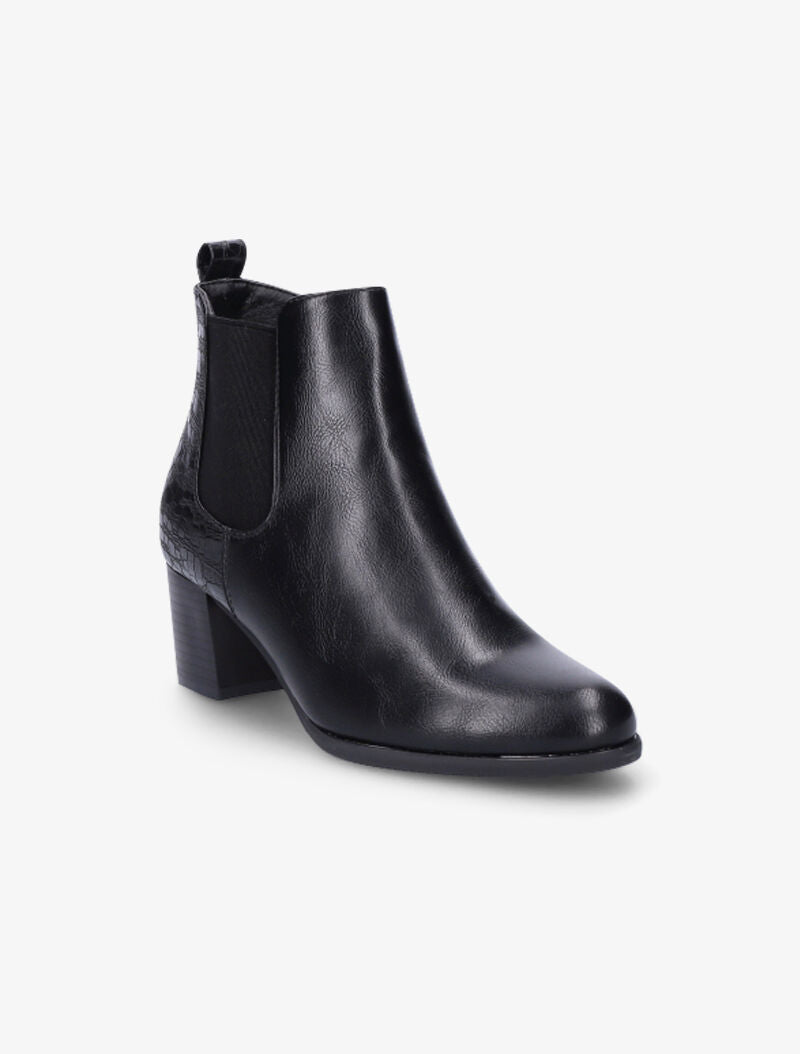 Bottines à contrefort croco et à bouts pointus - Noir - 3