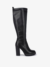 Bottes à talon et plateforme à strass - Noir - 1