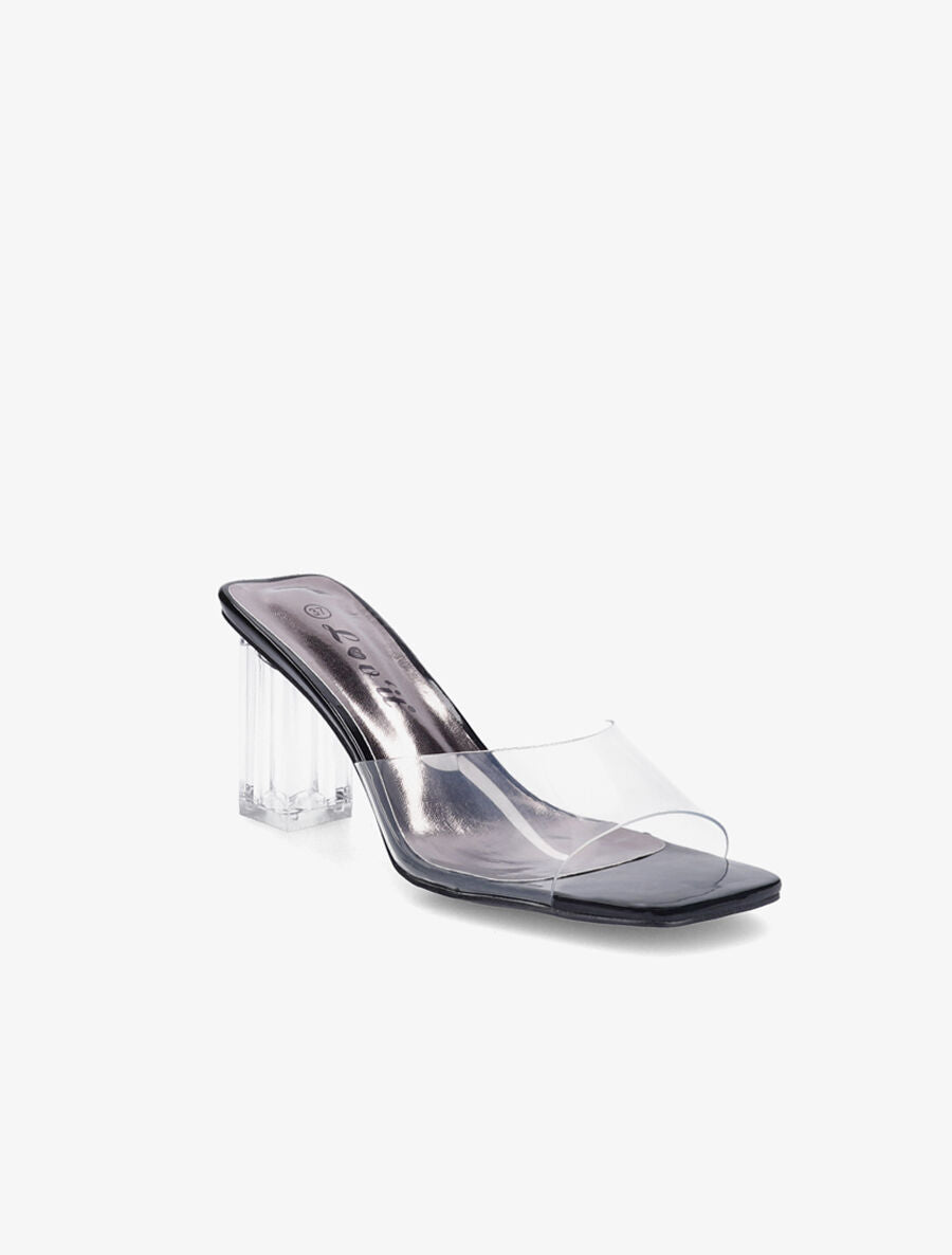 Mules transparentes à talons - Noir - 2