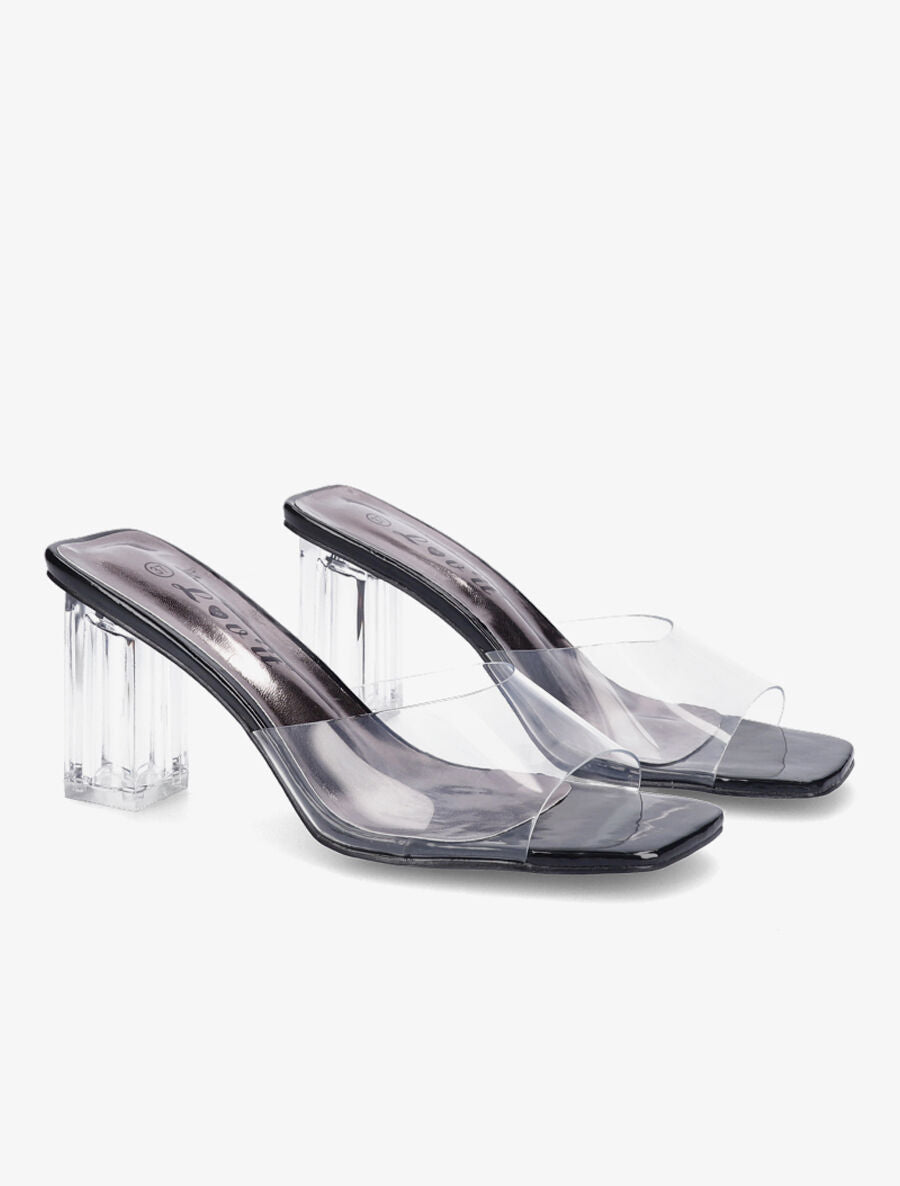 Mules transparentes à talons - Noir - 4