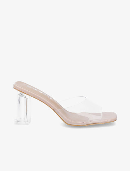 Mules transparentes à talons - Beige - 5