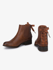 Chelsea boot à contrefort croco à corsage - Camel - 1