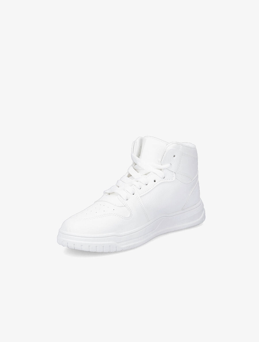 Sneakers montantes en simili à lacets - Blanc - 3