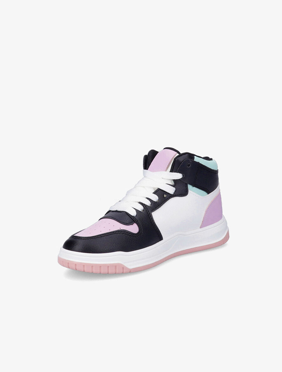 Sneakers montantes en simili à lacets - Lilas - 3