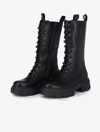Boots montantes style militaire - Noir - 1