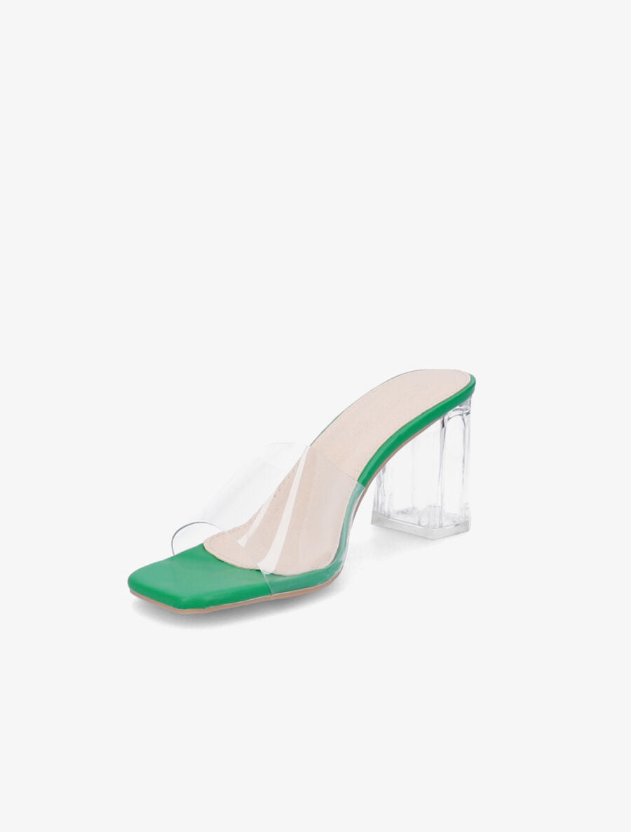 Mules transparentes à talons - Vert - 3