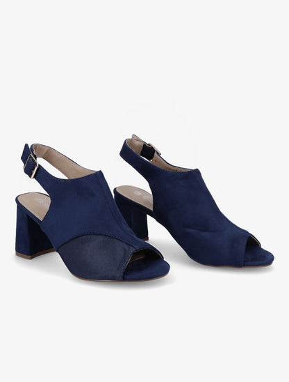 Sandales à talons et ganse bi-matière - Bleu - 4