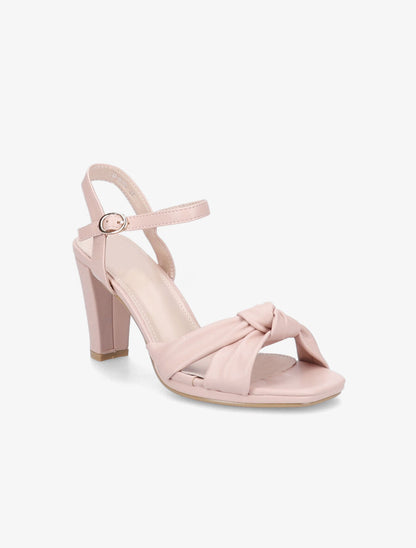 Sandales à talons unies et brides à noeud - Rose - 2