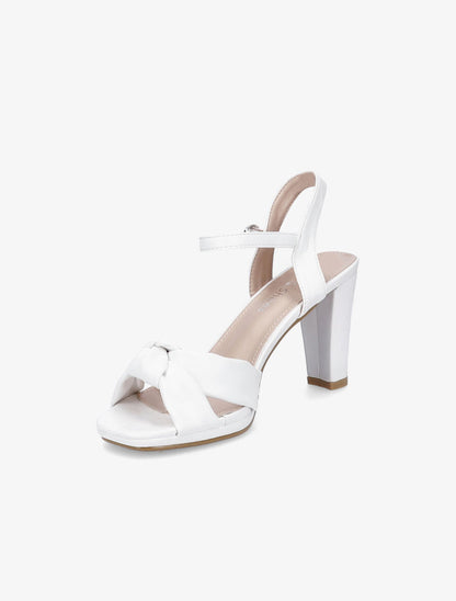 Sandales à talons unies et brides à noeud - Blanc - 3
