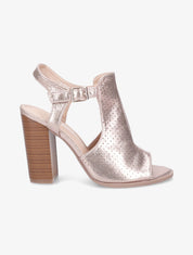 Sandales à talons en simili perforé irisé - Rose gold - 1